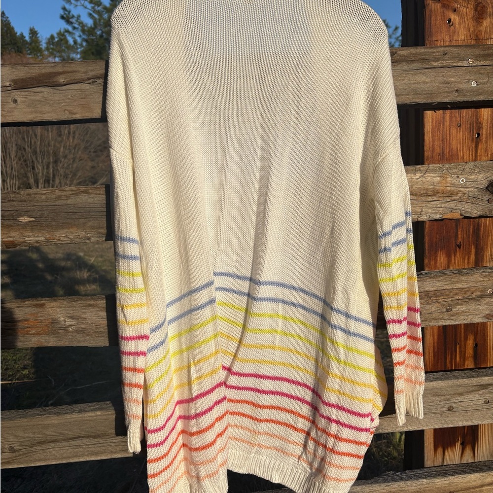 Striped Open-Front Cardigan Sweater - Picture 2 of 4